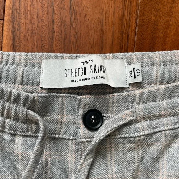 Topman Light Gray Plaid Chinos - Picture 2 of 4
